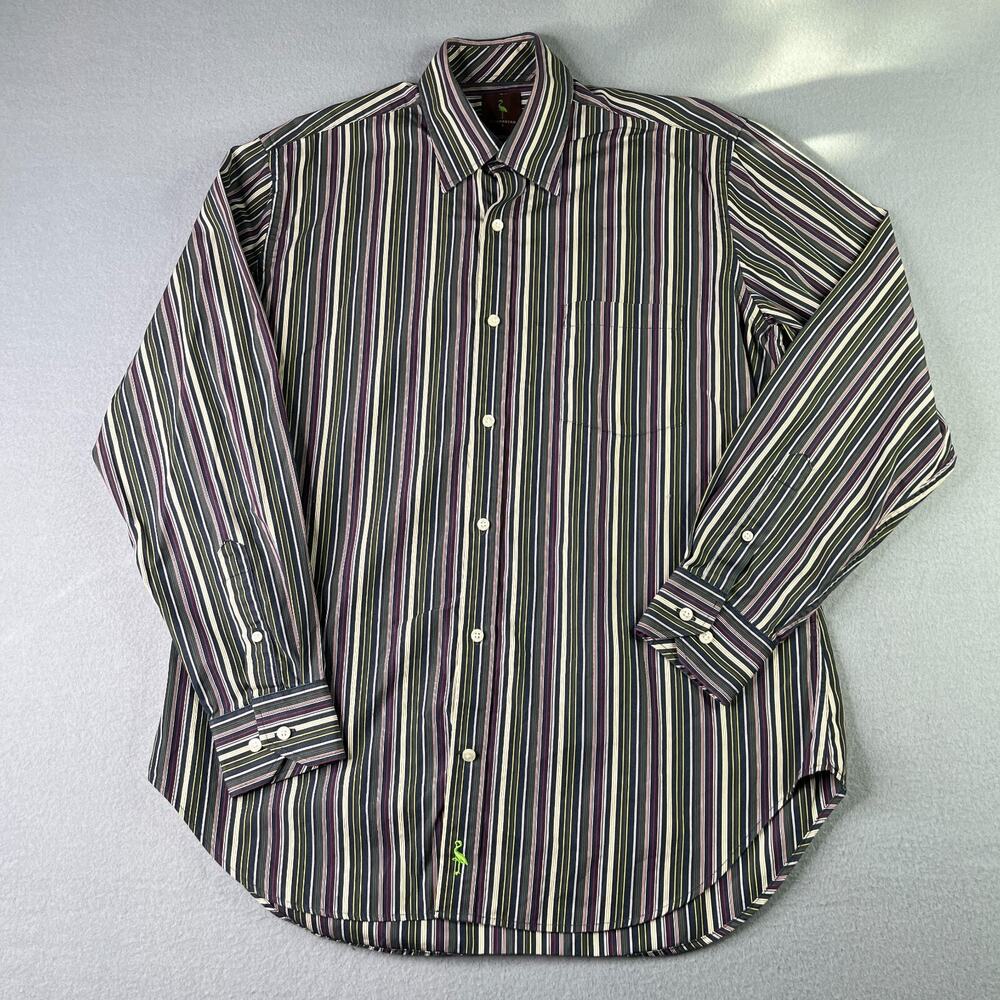 Tailorbyrd Shirt Large Multicolor Striped Button Up Long Sleeve Casual Mens